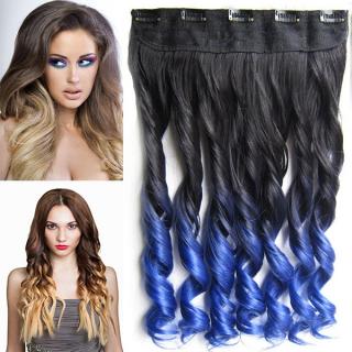 Světové zboží Clip in pás - lokny - ombre - odstín Black T Blue - odstín Black T Blue