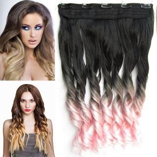 Světové zboží Clip in pás - lokny - ombre - odstín Black T Light Pink - odstín Black T Light Pink