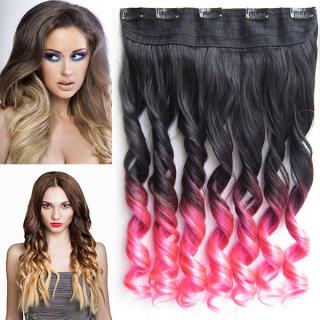 Světové zboží Clip in pás - lokny - ombre - odstín Black T Pink - odstín Black T Pink