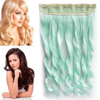 Světové zboží Clip in pás vlasů - lokny 55 cm - mint - odstín MINT