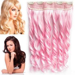 Světové zboží Clip in pás vlasů - lokny 55 cm - světle růžová - odstín Light Pink