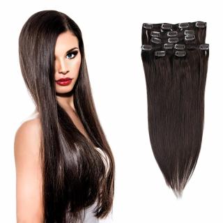 Světové zboží Clip in vlasy 45 cm lidské – Remy 70 g - odstín 2 - černohnědá