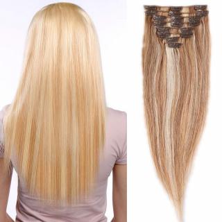 Světové zboží Clip in vlasy 51 cm 100% lidské – Remy 100 g - odstín 18/613 - mix blond  - odstín 18/613