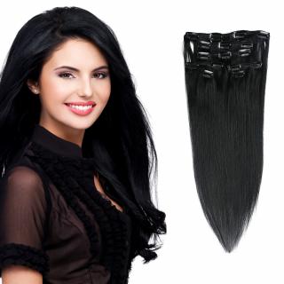 Světové zboží Clip in vlasy 51 cm lidské – Remy 70 g - odstín 1# - uhlově černá