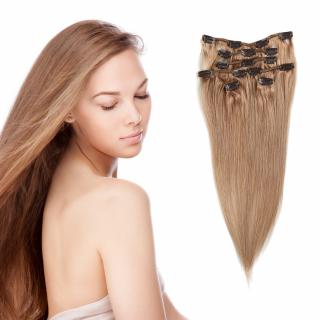 Světové zboží Clip in vlasy 51 cm lidské – Remy 70 g - odstín 27 - plavá Světové zboží
