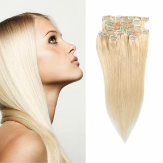 Světové zboží Clip in vlasy 51 cm lidské – Remy 70 g - odstín 613 - blond