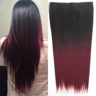 Světové zboží Clip in vlasy - 60 cm dlouhý pás vlasů - ombre styl - odstín 2 T 99J - odstín 2 T 99J