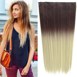 Světové zboží Clip in vlasy - 60 cm dlouhý pás vlasů - ombre styl - odstín 4 T Khaki