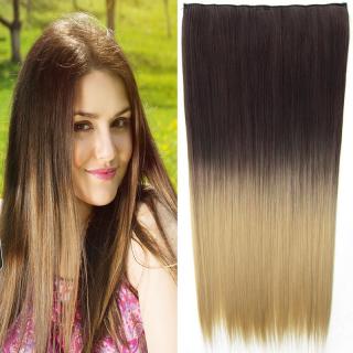 Světové zboží Clip in vlasy - 60 cm dlouhý pás vlasů - ombre styl - odstín 6A T 24