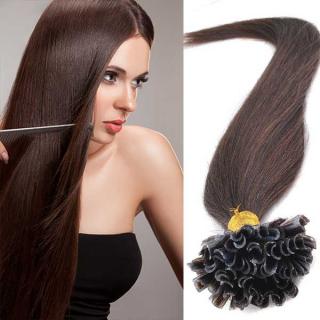 Světové zboží Vlasy keratin kvalita Remy AAA 51 cm, 100 ks - 2 - tmavě hnědá - 2 (tmavě hnědá pralinka)