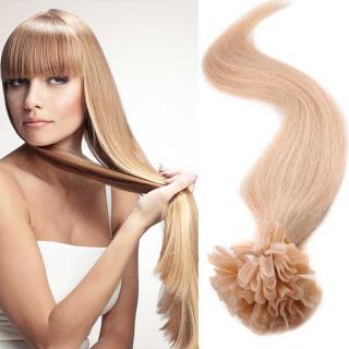Světové zboží Vlasy na metodu keratin 51 cm, kvalita Remy AAA, sada 100 ks x 0,5 g - 27 - plavá - 27 (karamelová)