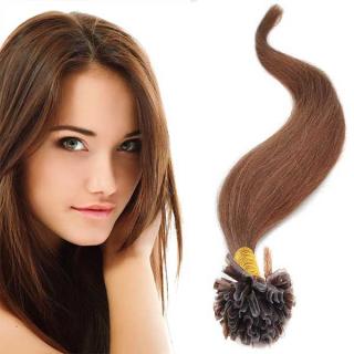 Světové zboží Vlasy na metodu keratin 51 cm, kvalita Remy AAA, sada 100 ks x 0,5 g - 6 - hnědá - 6 (hnědá)