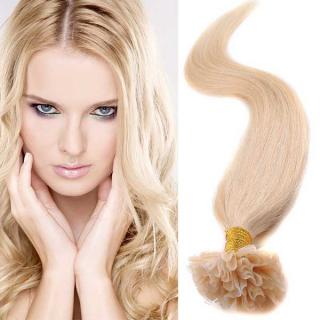 Světové zboží Vlasy na metodu keratin 51 cm, kvalita Remy AAA, sada 100 ks x 0,5 g - 613 - blond - 613 (beach blond)
