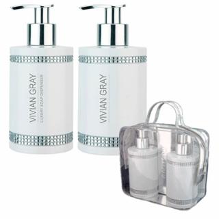 V&amp;V   Dárková sada VIVIAN GRAY CRYSTALS WHITE - tekuté mýdlo + tělové mléko 250 ml