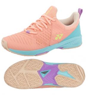 Dámska  tenisová obuv Yonex POWER CUSHION SONICAGE 3 Clay pink/saxe - Velikost US 6,5 / EUR 39 = 24,5 cm