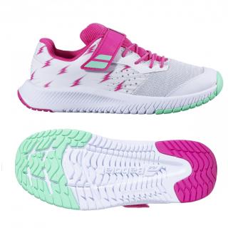 Detská obuv Babolat PULSION ALL COURT KID 1058 ružovo-biela - Velikost US 9,5 / EUR 27 = 17 cm