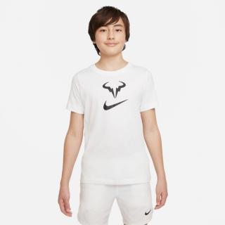 Detské tričko Nike NikeCourt DriFit Rafa T-Shirt DM9187-100 biele - Velikost XS - 122-128 cm