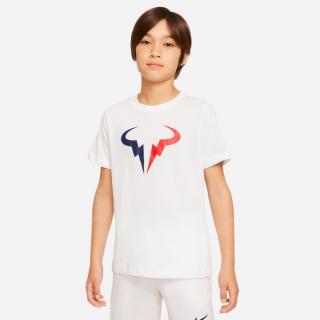 Detské tričko Nike NikeCourt Rafa Tennis T-Shirt DJ2591-100 biele - Velikost XL - 157-170 cm