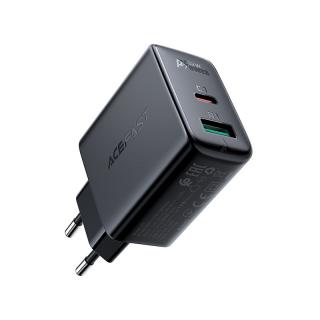 Acefast A5 32W, 2v1, 2 porty, USB-C a USB-A bez kábla USB 3.0 čierne (Sieťová nabíjačka 2 porty, USB-C a USB-A. 1. zásuvka USB-C)