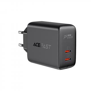 Acefast A9 40W, typ C, 2x USB-C bez kábla USB 3.0 čierne (Sieťová nabíjačka 2x USB-C 40W, PPS, PD, QC 3.0, AFC, FCP, čierny)