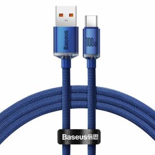 BASEUS CAJY000403 1,2m typ C modrý (kábel USB na typ C PD100W Power Delivery Crystal Shine 1,2m modrý)