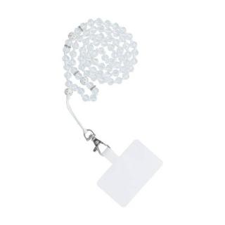 CRYSTAL DIAMOND Prívesok na telefón na krk 120cm biely (Prívesok CRYSTAL DIAMOND na telefón / dĺžka kábla 74 cm (37 cm v pútku) / na krk - biela)
