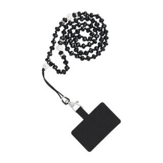 CRYSTAL DIAMOND Prívesok na telefón na krk 120cm čierny (Prívesok CRYSTAL DIAMOND na telefón / dĺžka kábla 74 cm (37 cm v pútku) / na krk - čierna)