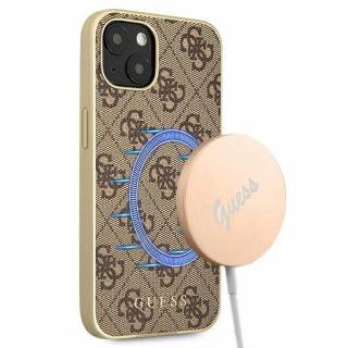 GUESS GUHMP13MG4GB pre iPhone 13 (kolekcia 4G +  kompatibilné s MAGSAFE / hnedá) (Originálne puzdro na smartfón IPHONE 13 kompatibilným s bezdrôtovou nabíjačkou MagSafe)