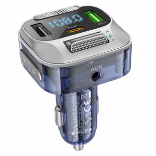 HOCO E75, PD30W, QC3.0 modrý (Bluetooth transmitter FM vysielač + autonabíjačka PD30W QC3.0)