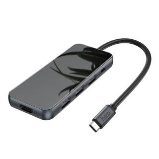HOCO HB15 5v1 typ C čierny (Rozbočovač na PC na koncovku typ C, HDMI, 3xUSB)