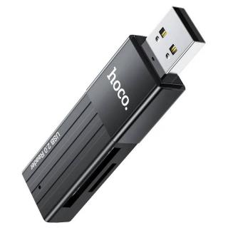 HOCO HB20 USB-A 2.0 SD, TF universal 2v1 čierna (Čítačka pamäťových SD kariet 2v1 USB 2.0 Mindful)
