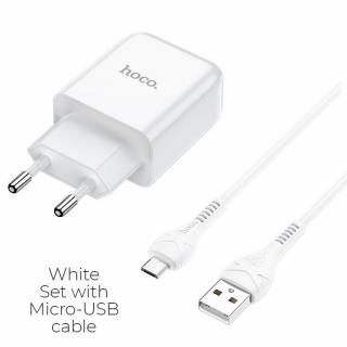 HOCO N2 MICRO USB 2,1A + kábel MICRO USB biela (Sieťová nabíjačka s koncovkou MICRO USB)