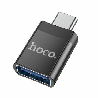 HOCO UA17 type C-USB čierna universal (OTG adaptér z typu C na USB A (samica) čierny)