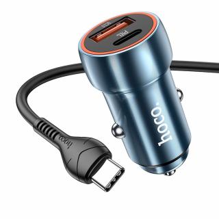 HOCO Z46A 20W QC 3.0 modrá + kábel typ C (HOCO autonabíjačka Typ C + USB QC3.0 Power Delivery 20W + kábel Typ C Z46A modrý)