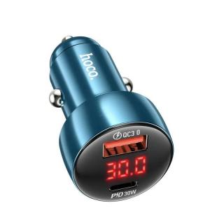 HOCO Z50 48W QC 3.0 modrá (Autonabíjačka USB QC 3.0 + Type C PD 48W Leader)