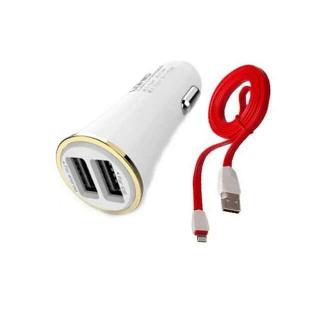 LDNIO DL-C28 + kábel LIGHTNING (Autonabíjačka s koncovkou na 2 vstupy USB s káblom LIGHTNING)