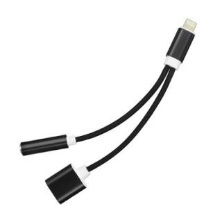 OEM AMFT-3,5+C 0022 2v1 LIGHTNING redukcia IPHONE universal (Adaptér na nabíjanie a slúchadlá na koncovku Lightning HEADPHONES, CHARGE adaptér)
