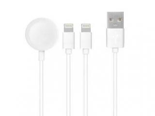 OEM C3163 Apple watch USB - Lightning 2x 3W 1A kábel universal (Nabíjací kábel USB 3v1 pre iPhone Lightning  8-pin+Lightning 8-pin+Apple Watch)