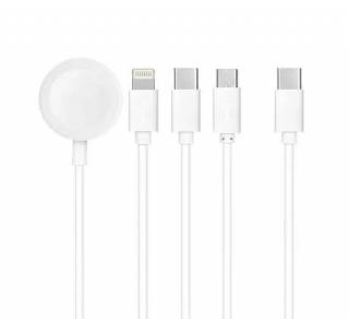 OEM C3186 Apple watch Lightning 8-pin - Type C - Micro 3W 1A kábel universal (Nabíjací kábel typu C 4v1 pre iPhone Lightning  8-pin+Type C+Micro+Apple Watch biela)