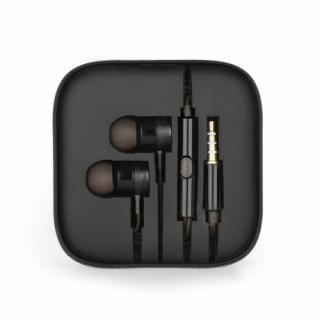OEM HF STEREO BOX METAL MI 3,5mm JACK čierne (Slúchadlá čiernohnedé 3,5mm)