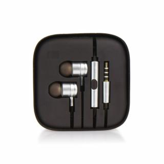 OEM HF STEREO BOX METAL MI 3,5mm JACK strieborné (Slúchadlá strieborné 3,5mm)
