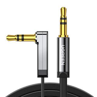 Ugreen AV119 AUX 3,5mm - AUX 3,5mm 90° (Plochý pravouhlý kábel AUX 3,5 mm audio kábel mini jack 1m)