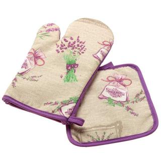 Chňapka do kuchyne s podložkou Lavender (kuchynská rukavica s podložkou v provensálskom štýle)