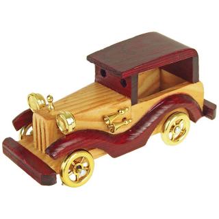 Drevený model auta so strechou bledé 15cm (Dekorácia do bytu drevené auto - dĺžka 15 cm, materiál: drevo)