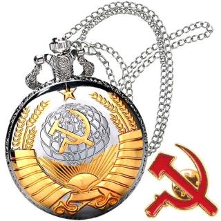Hodinky s retiazkou CCCP Kladivo a kosák (hodinky do vrecka so znakom CCCP)