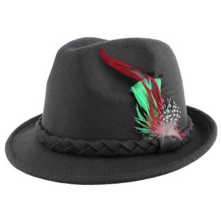 Klobúčik s pierkami čierny (Čierny klobúk do lesa)