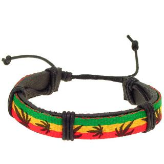 Kožený náramok Rasta marihuana (Náramky na ruku Rasta)