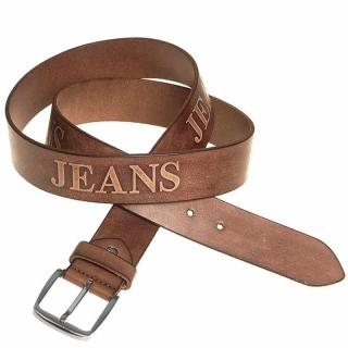 Kožený opasok JEANS bledohnedý (Kožené opasky pánske | dobrá cena)