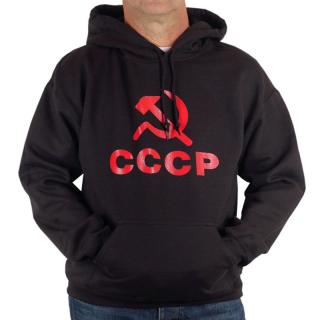 Mikina CCCP čierna, červený nápis (soviet retro pánska mikina s kapucňou)