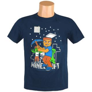 Minecraft tričko detské tmavomodré (Tričko pre deti z PC hry Minecraft)